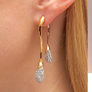 ALEXIS BITTAR Solanales Drop Gold & Crystal Front Back Link Earrings - BRAND NEW